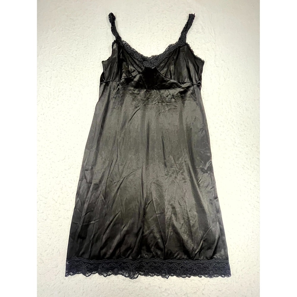 Womens Nightgown 16W Black Lace Trim Slip V Neck Casual‎ Comfort Modern Lingerie